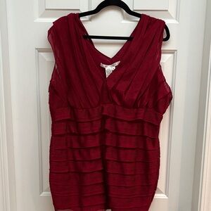 Max Studio Deep Red V-Neck Top